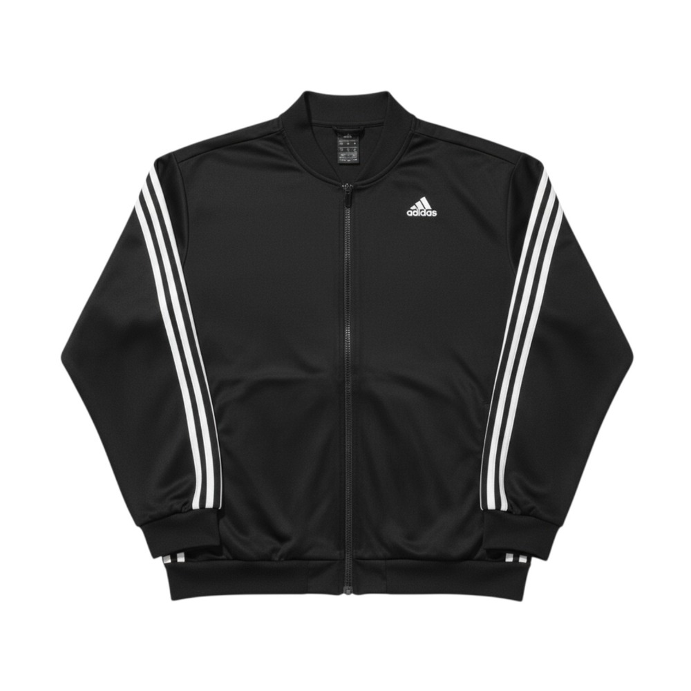 Adidas Track Jacket Mens XL Black Climalite Full Zip 3 Stripe Athletic Bomber